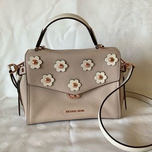 Michael Kors Pebbled Leather with Floral Embellishments Crossbody